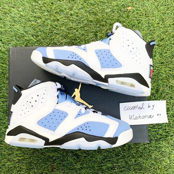 Nike Air Jordan 6 GS retro white UNC blue shoes - Picture 1 of 4